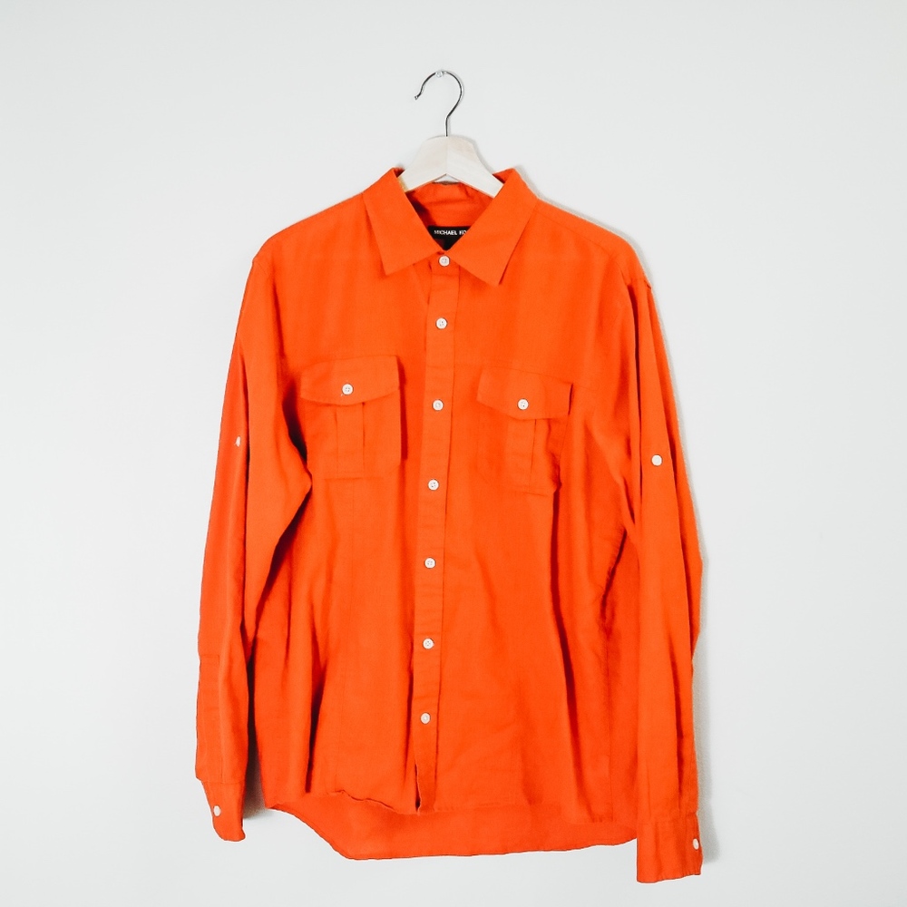 Michael Kors Linen Long Sleeve Shirt Women's L